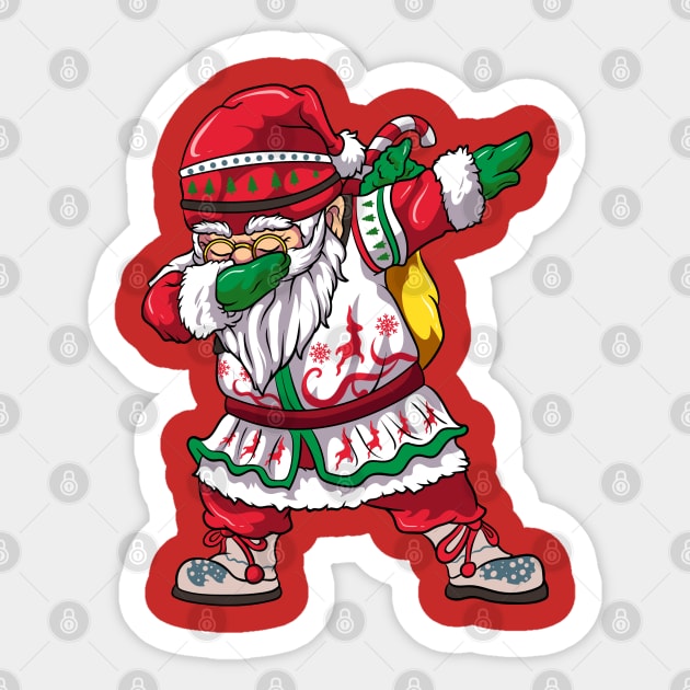 Retro Dabbing Santa Christmas Sticker by E